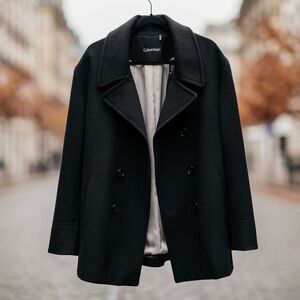 Calvin Klein Black Wool Cashmere Blend Peacoat Women's Approx SZ XL